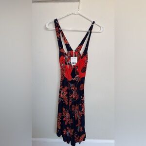 Free People Red and Navy Floral Dress